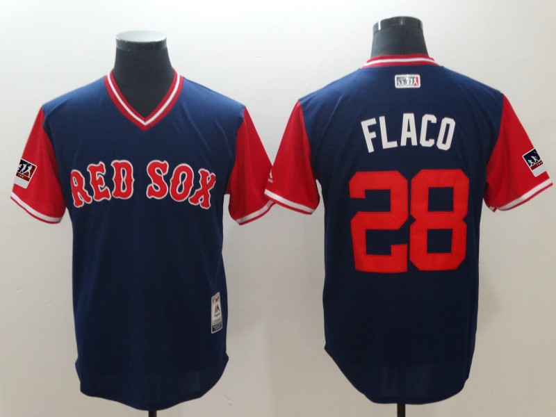 2018 Men Boston Red Sox #28 Flaco Blue New Rush Limited MLB Jerseys